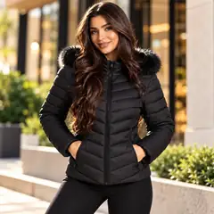 Jaqueta puffer feminina impermeável